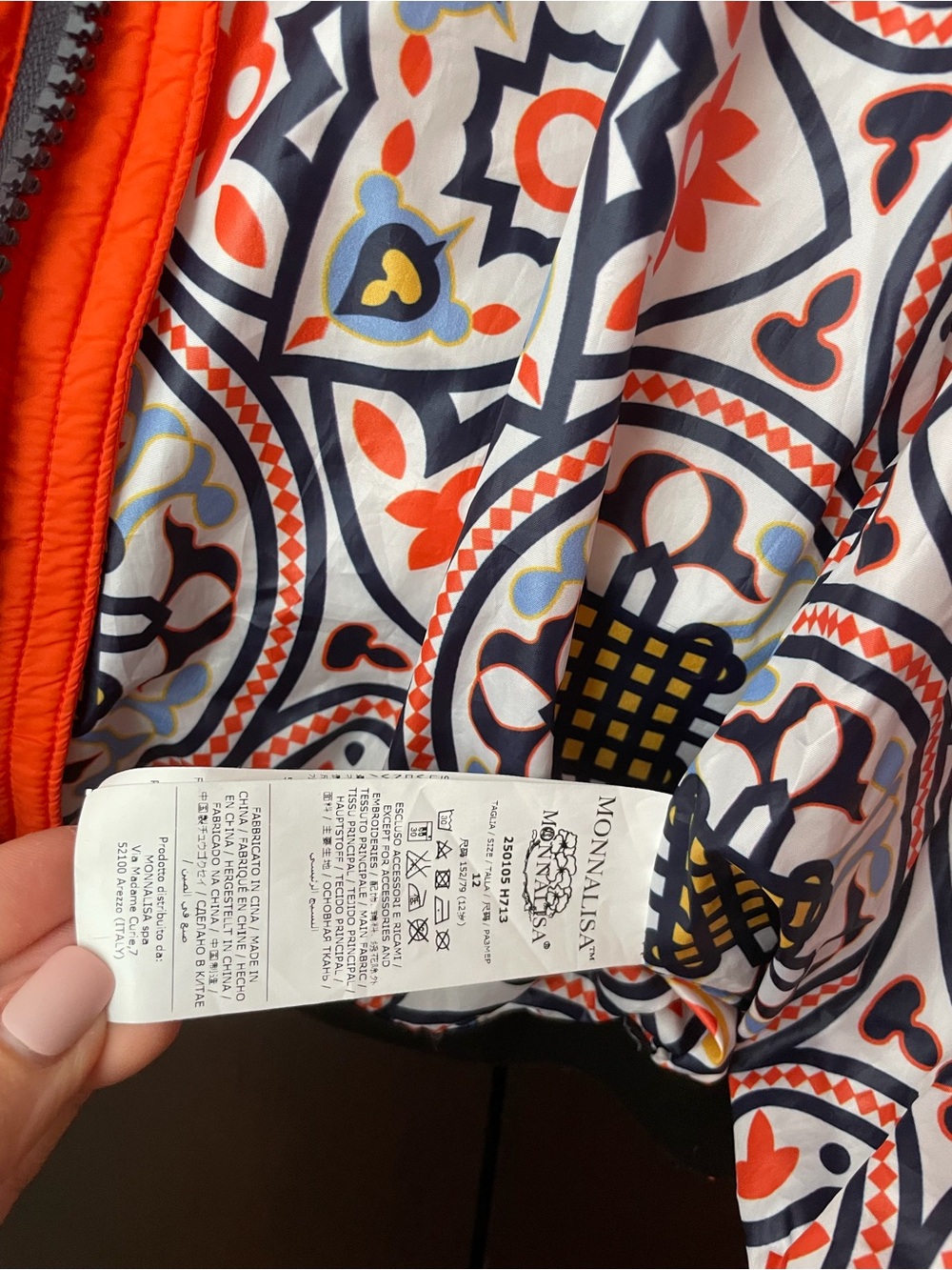 MonnaLisa Hitch hiker Orange Jacket with real fur collar Size 10-12 - Picture 6 of 8